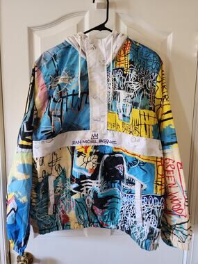 Jean-Michel Basquiat x Members Only Light Hooded Anorak Jacket L Windbreaker